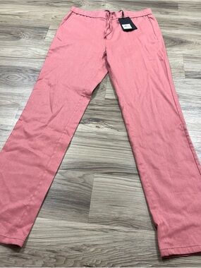 Bugatchi Tristan Drawstring Pants Linen Blend  Dusty Pink Men’s Size 32x32 $199